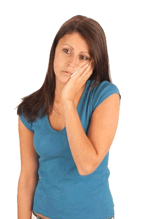 A woman with a severe toothache