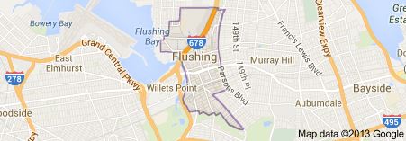 Map of Flushing Queens, NY